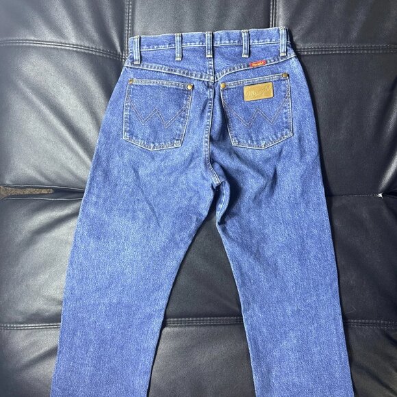 Wrangler Men's Straight Jeans Medium Wash Blue Denim Slash Pocket Classic 9x36 - Picture 7 of 13